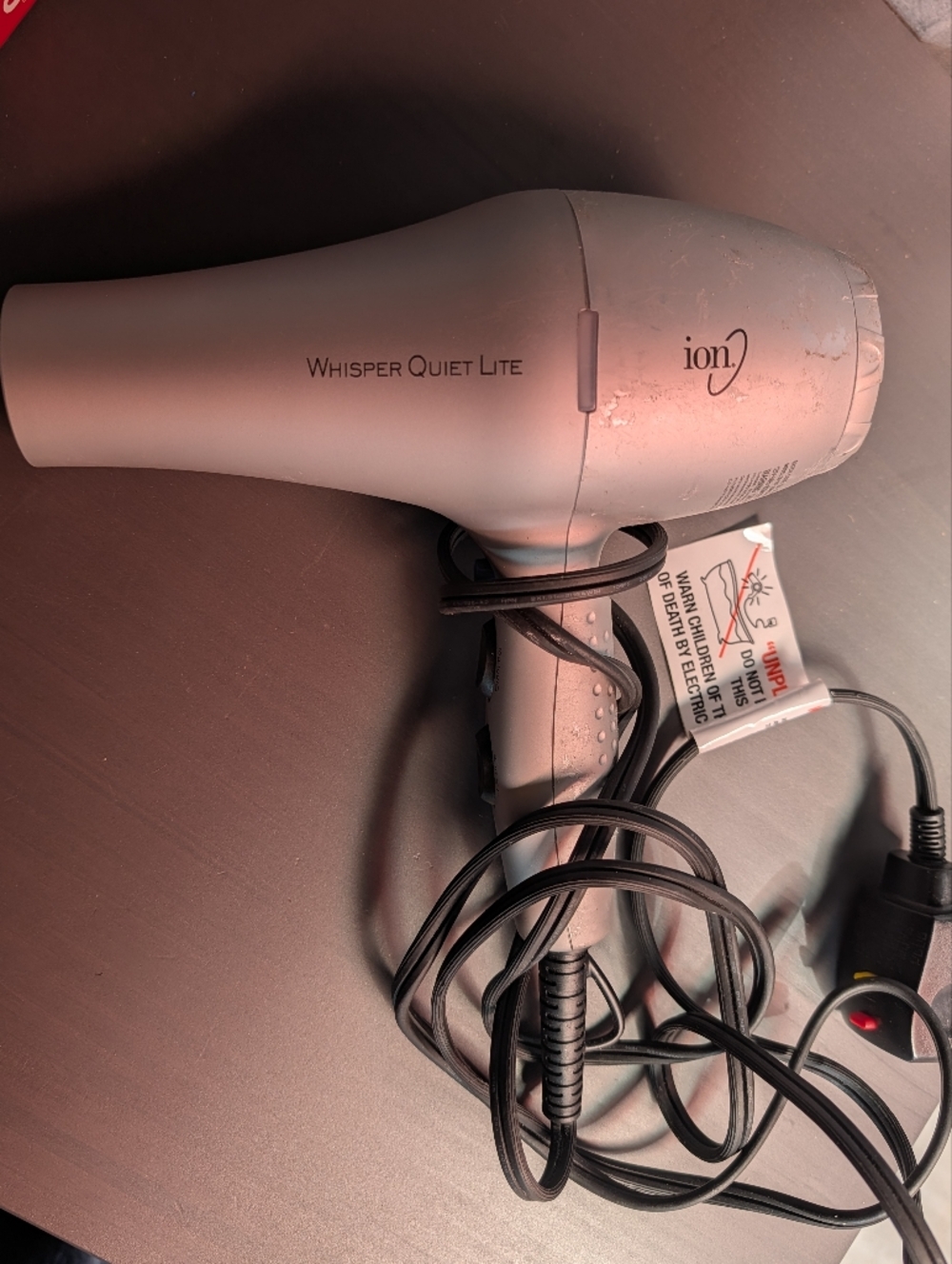 conair whisper quiet lite hair dryer - light gray ION